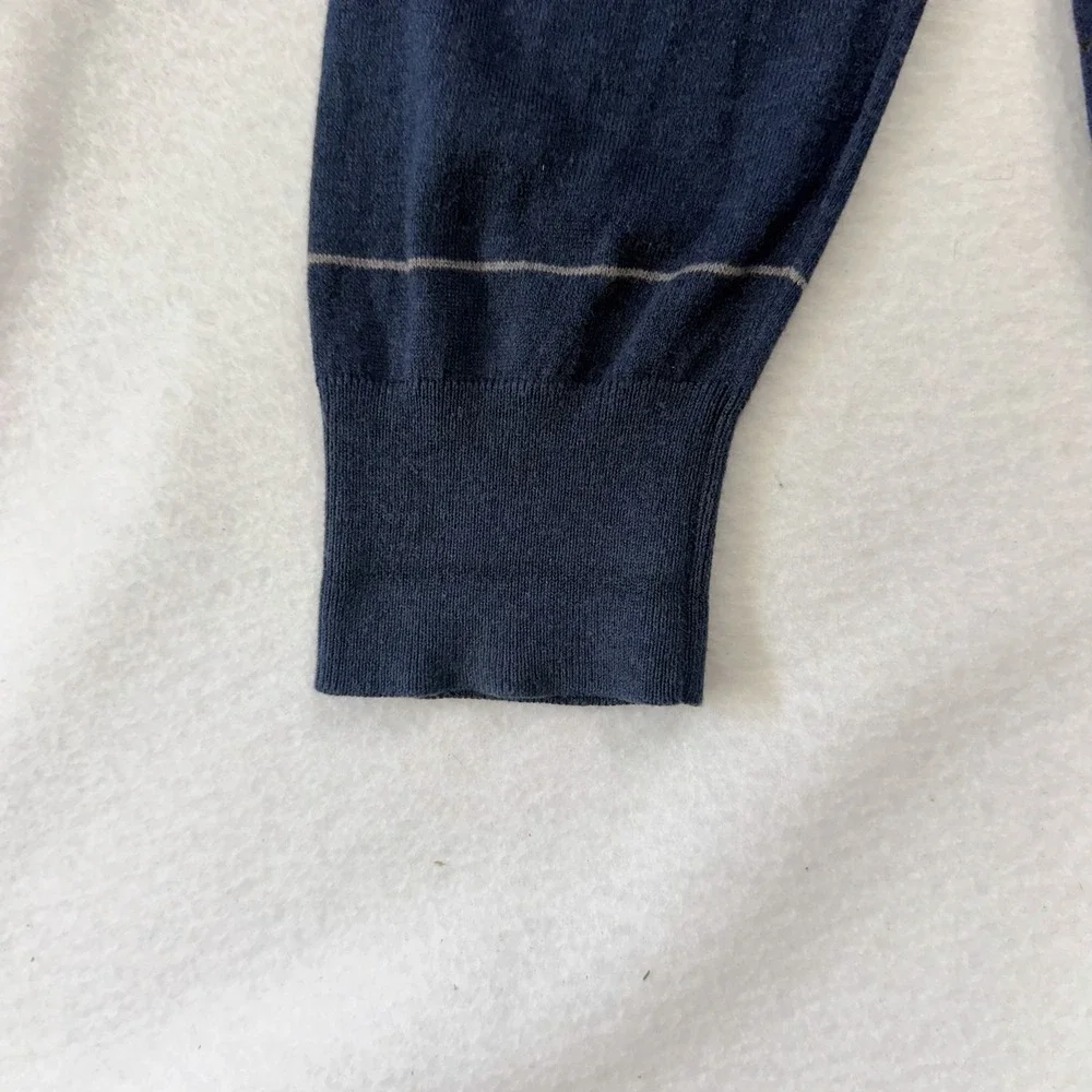 Banana Republic Sweater Mens Blue Stripe Luxury Blend Silk Cashmere Cotton -XL
